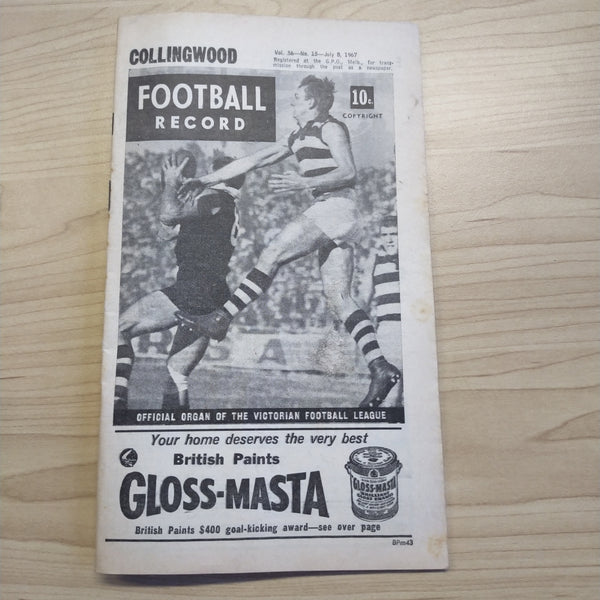 VFL 1967 July 8 Collingwood v Geelong Football Record