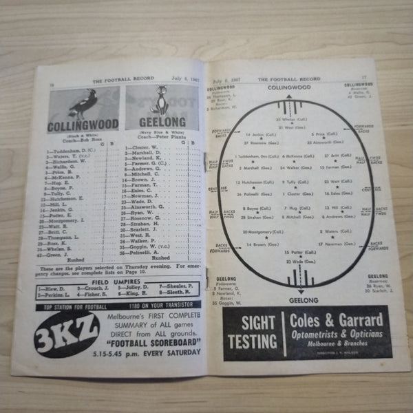 VFL 1967 July 8 Collingwood v Geelong Football Record