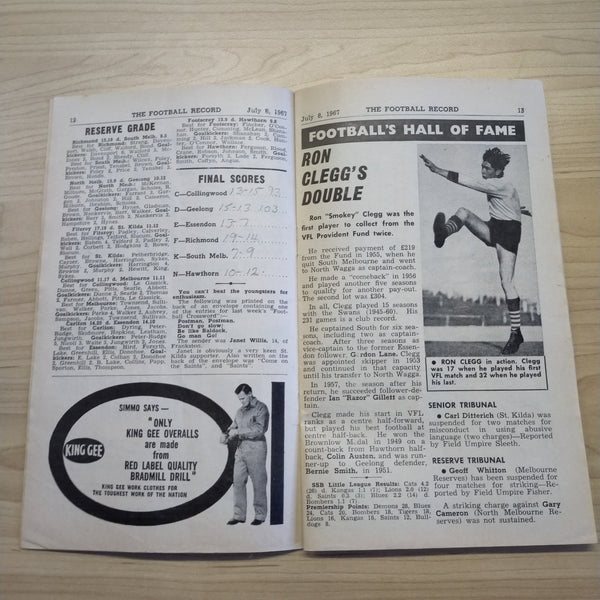 VFL 1967 July 8 Collingwood v Geelong Football Record