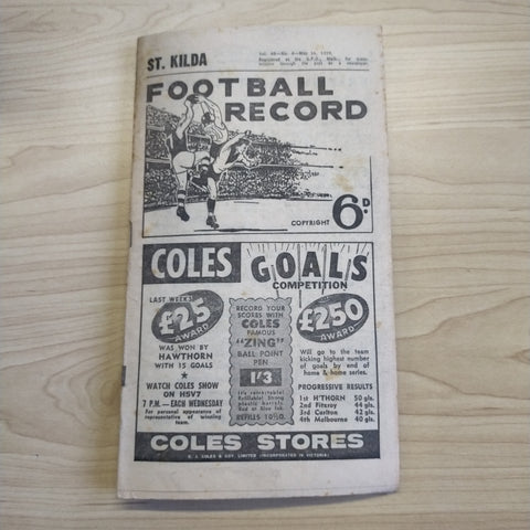VFL 1959 May 16 St Kilda v Collingwood Football Record