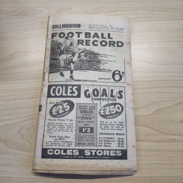 VFL 1959 May 30 Collingwood v Footscray Football Record