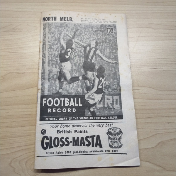 VFL 1966 May 21 North Melbourne v Collingwood Football Record