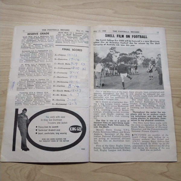 VFL 1966 May 21 North Melbourne v Collingwood Football Record