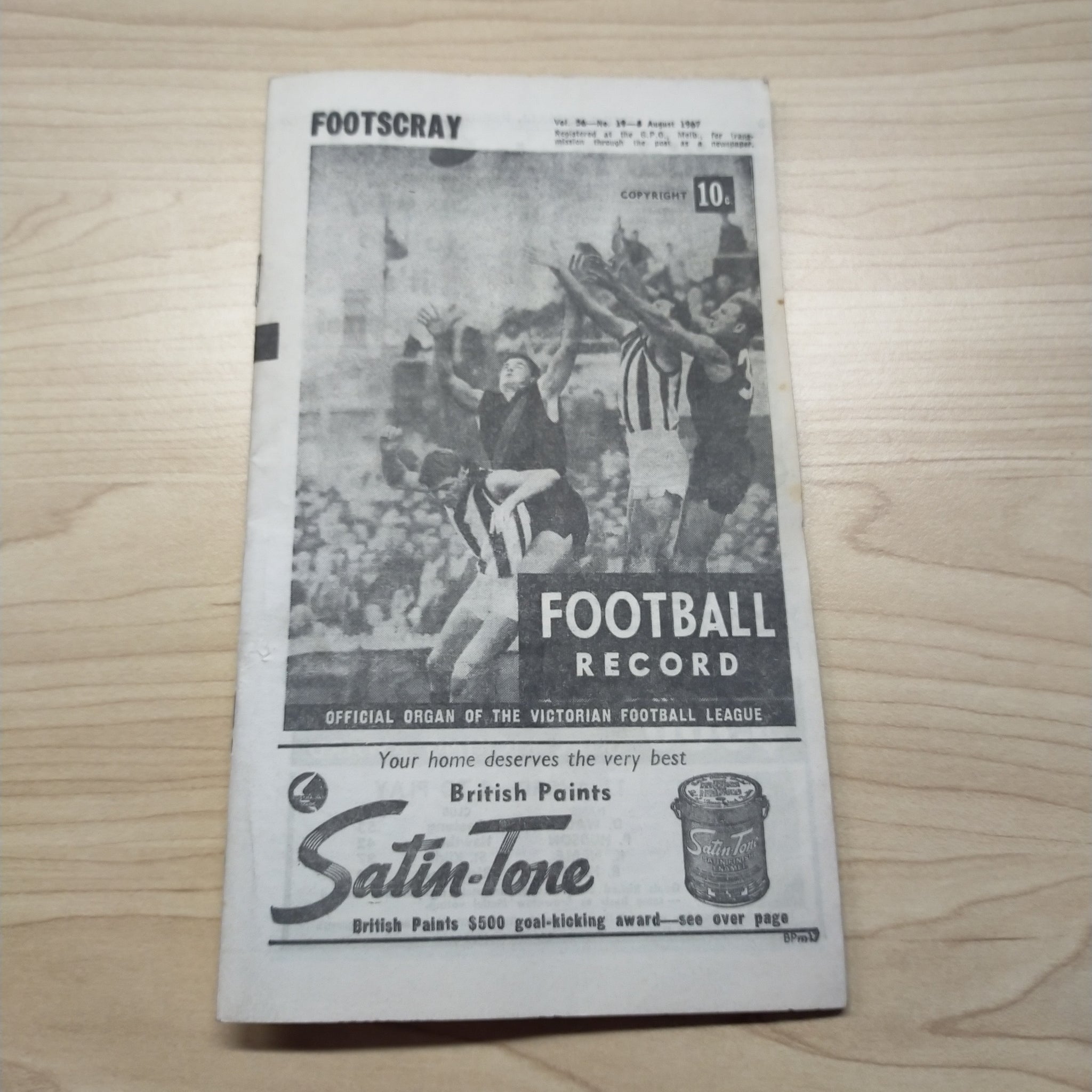 VFL 1967 August 5 Footscray v Collingwood Football Record