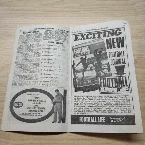 VFL 1967 August 5 Footscray v Collingwood Football Record