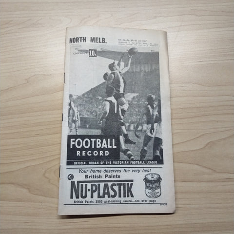 VFL 1967 July 22 North Melbourne v Collingwood Football Record