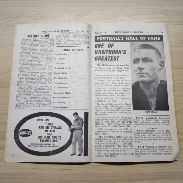 VFL 1967 July 22 North Melbourne v Collingwood Football Record