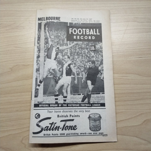 VFL 1967 July 15  Melbourne v North Melbourne Football Record