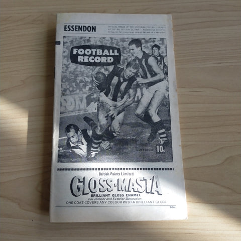 VFL 1969 June 21 Essendon v Collingwood Football Record