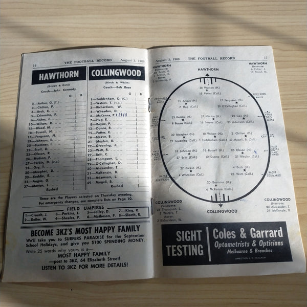 VFL 1968 August 3 Hawthorn v Collingwood Football Record