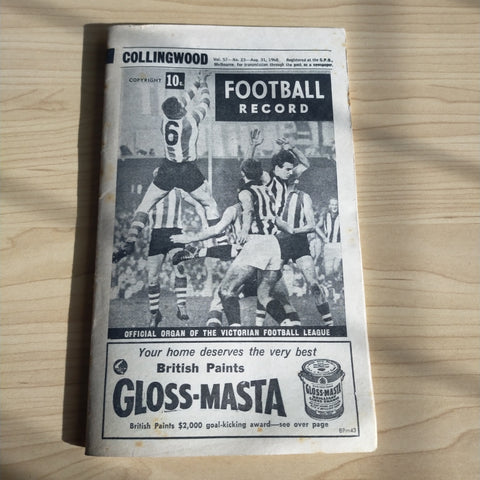 VFL 1968 August 31 Collingwood v South Melbourne Football Record