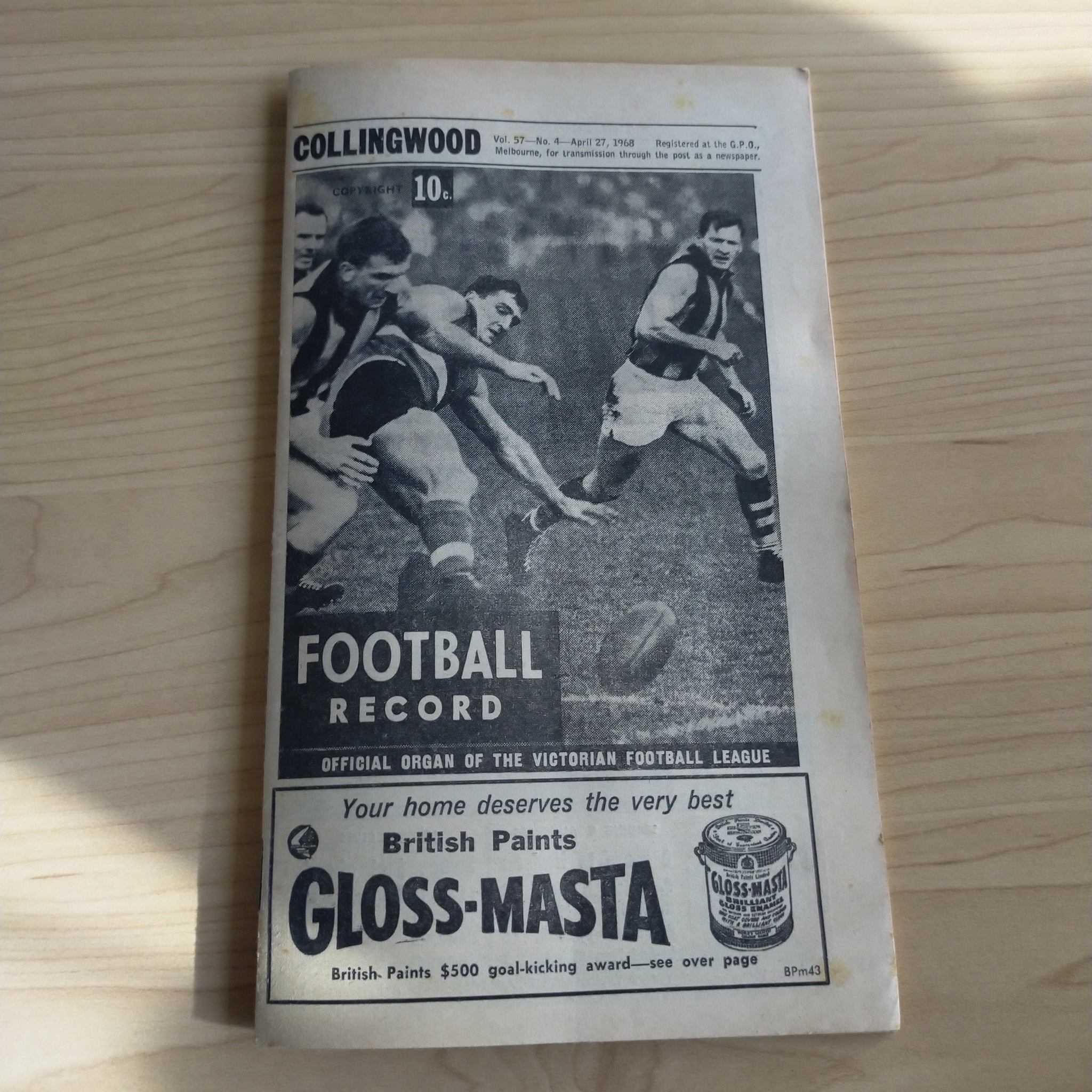 VFL 1968 April 27 Collingwood v St Kilda Football Record