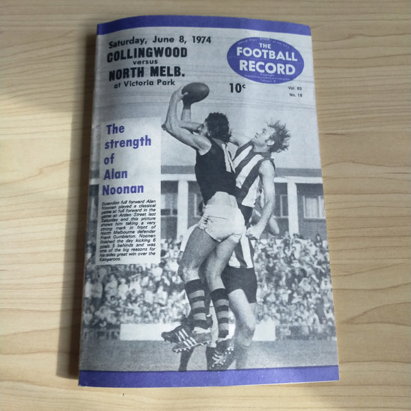 VFL 1974 June 8 Collingwood v North Melbourne Football Record