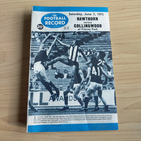 VFL 1975 June 7 Collingwood v Hawthorn Football Record