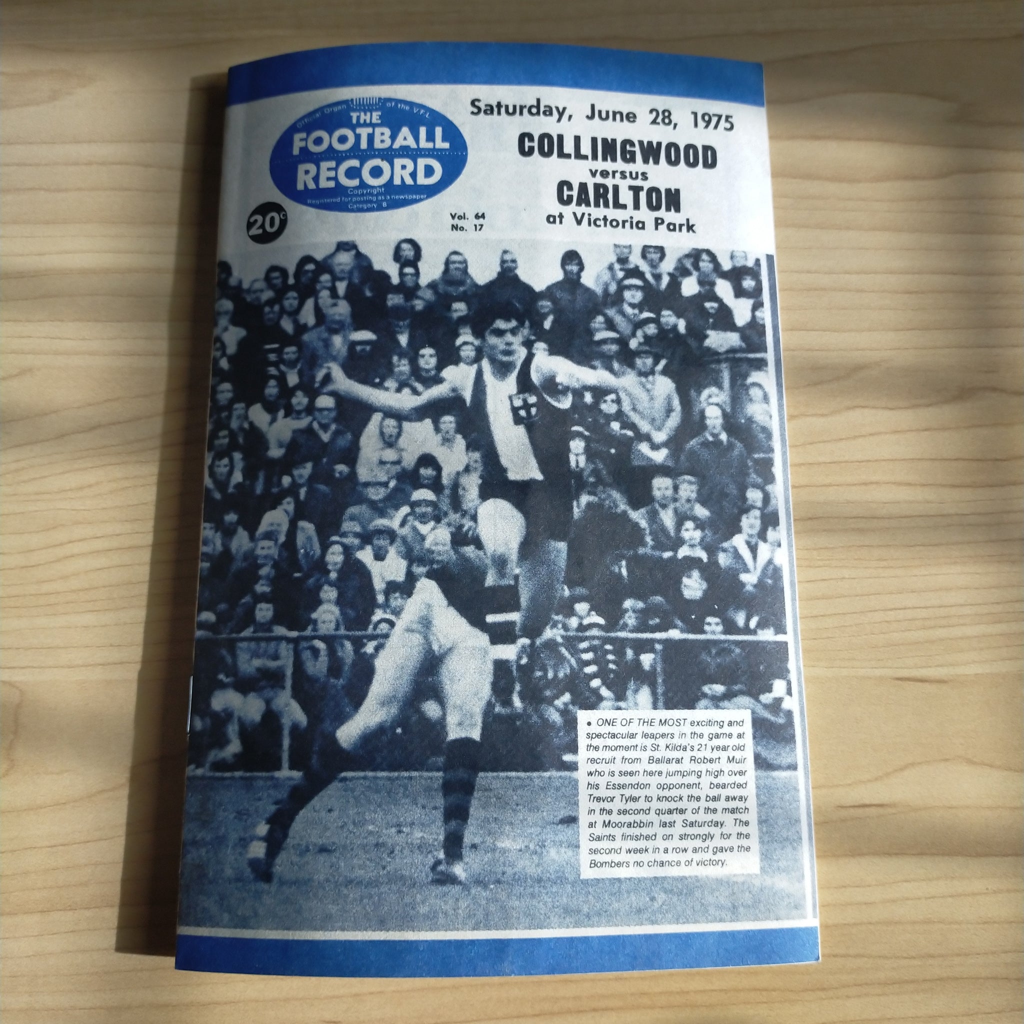 VFL 1975 June 28 Collingwood v Carlton Football Record