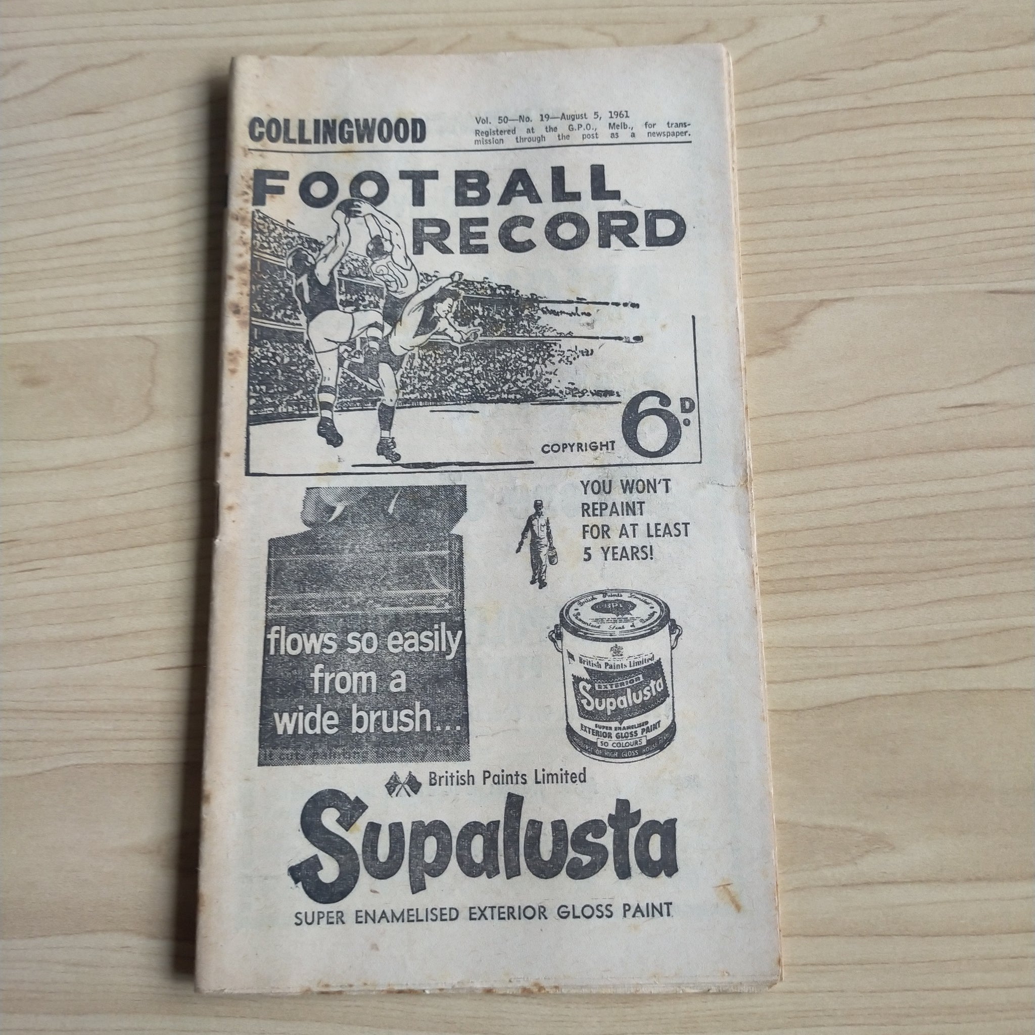 VFL 1961 August 5 Collingwood v Footscray Football Record