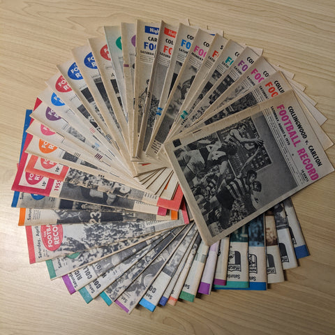 Lot of 40+ 1970-77 VFL Football Records of Collingwood Games
