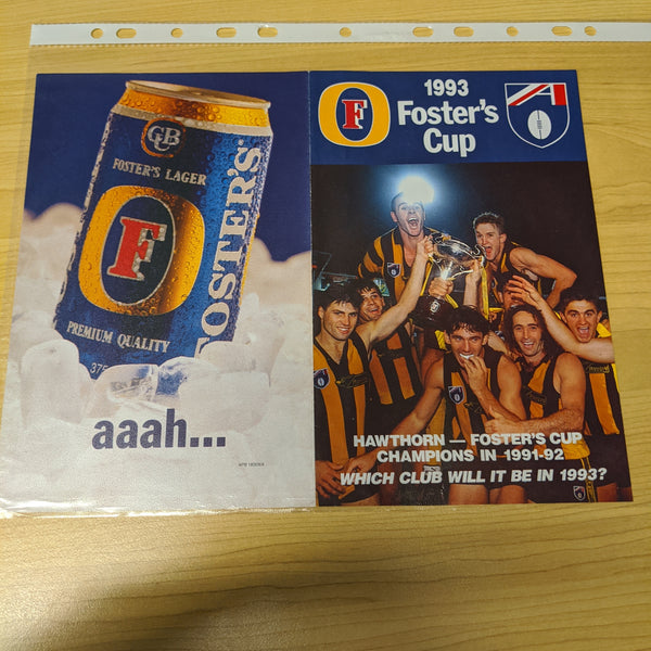 Lot of 4 Foster's Cup VFL Football Records of Collingwood Games