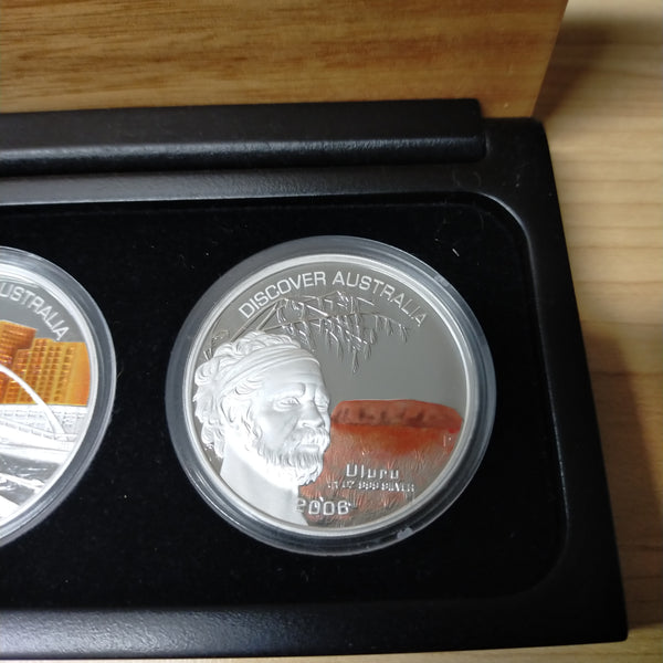 Australia 2006 Perth Mint $1 Discover Australia set of 5 x 1oz .999 Coloured Silver Coins In A beautiful Set