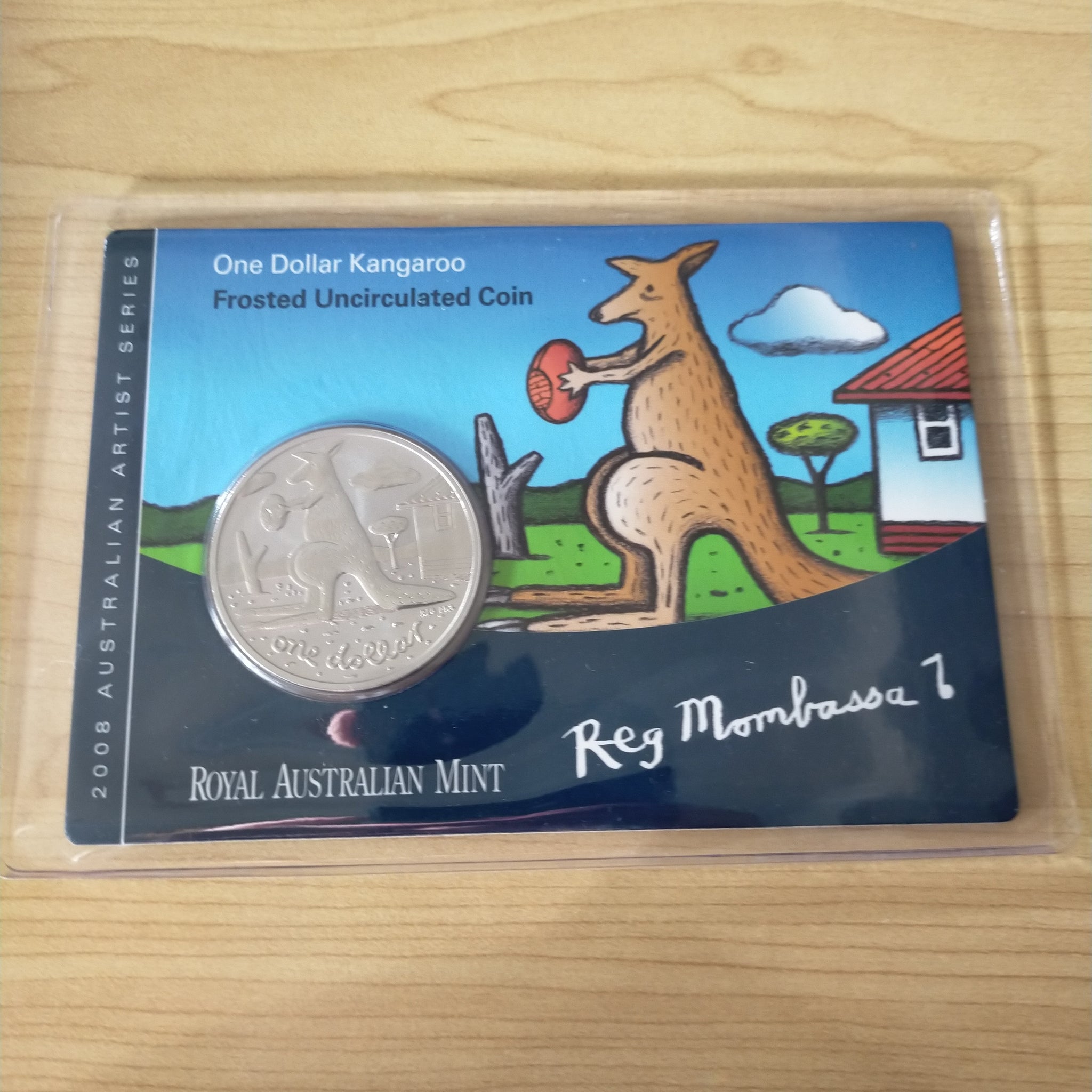 Australia 2008 Royal Australian Mint  $1 Kangaroo Reg Mombassa design Frosted Uncirculated Coin