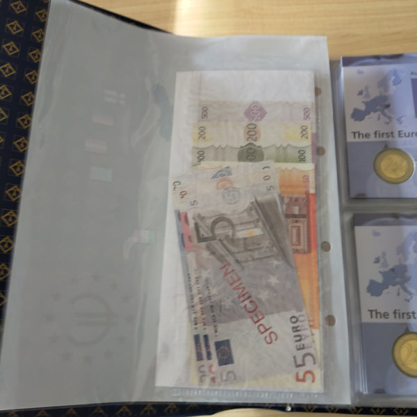 Lighthouse The First Euro Complete Coin Set In Folder - 12 Country Sets + Specimen Notes
