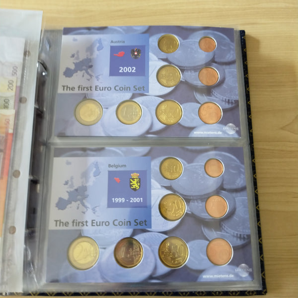 Lighthouse The First Euro Complete Coin Set In Folder - 12 Country Sets + Specimen Notes