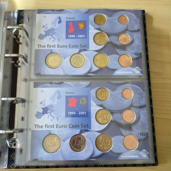 Lighthouse The First Euro Complete Coin Set In Folder - 12 Country Sets + Specimen Notes