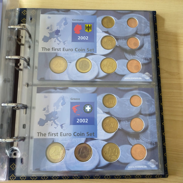 Lighthouse The First Euro Complete Coin Set In Folder - 12 Country Sets + Specimen Notes
