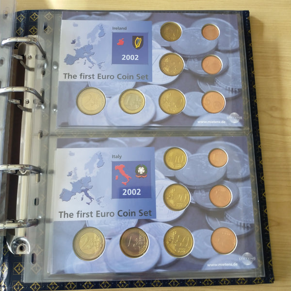 Lighthouse The First Euro Complete Coin Set In Folder - 12 Country Sets + Specimen Notes
