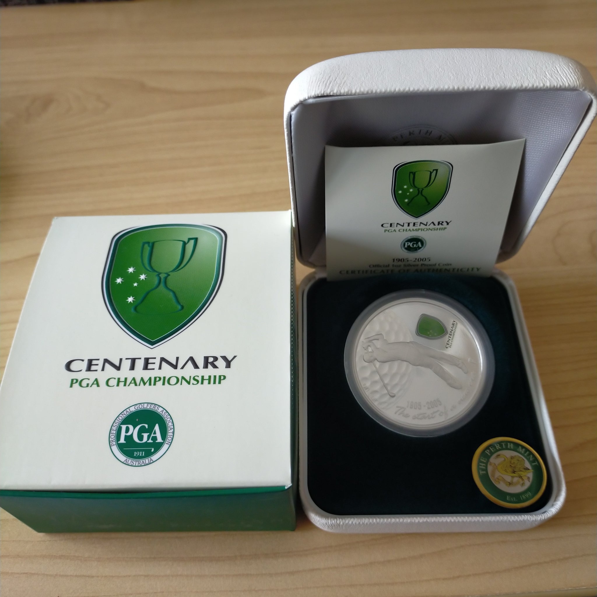Australia 2005 Perth Mint $1 Centenary Professional Golf Association PGA 1oz .999 Proof Silver Coin