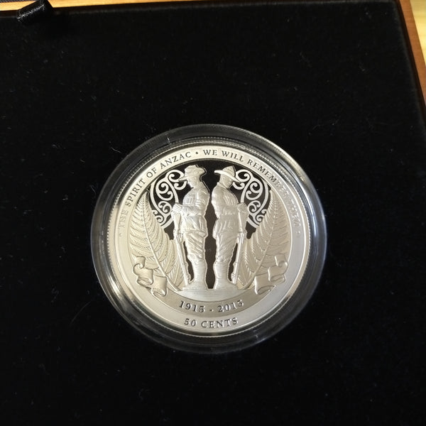 Australia New Zealand 2015 $5 Triangular Royal Australian Mint 50c NZ Post ANZAC Centenary Two Coin Silver Set - Only 1915 Issued By Ballot