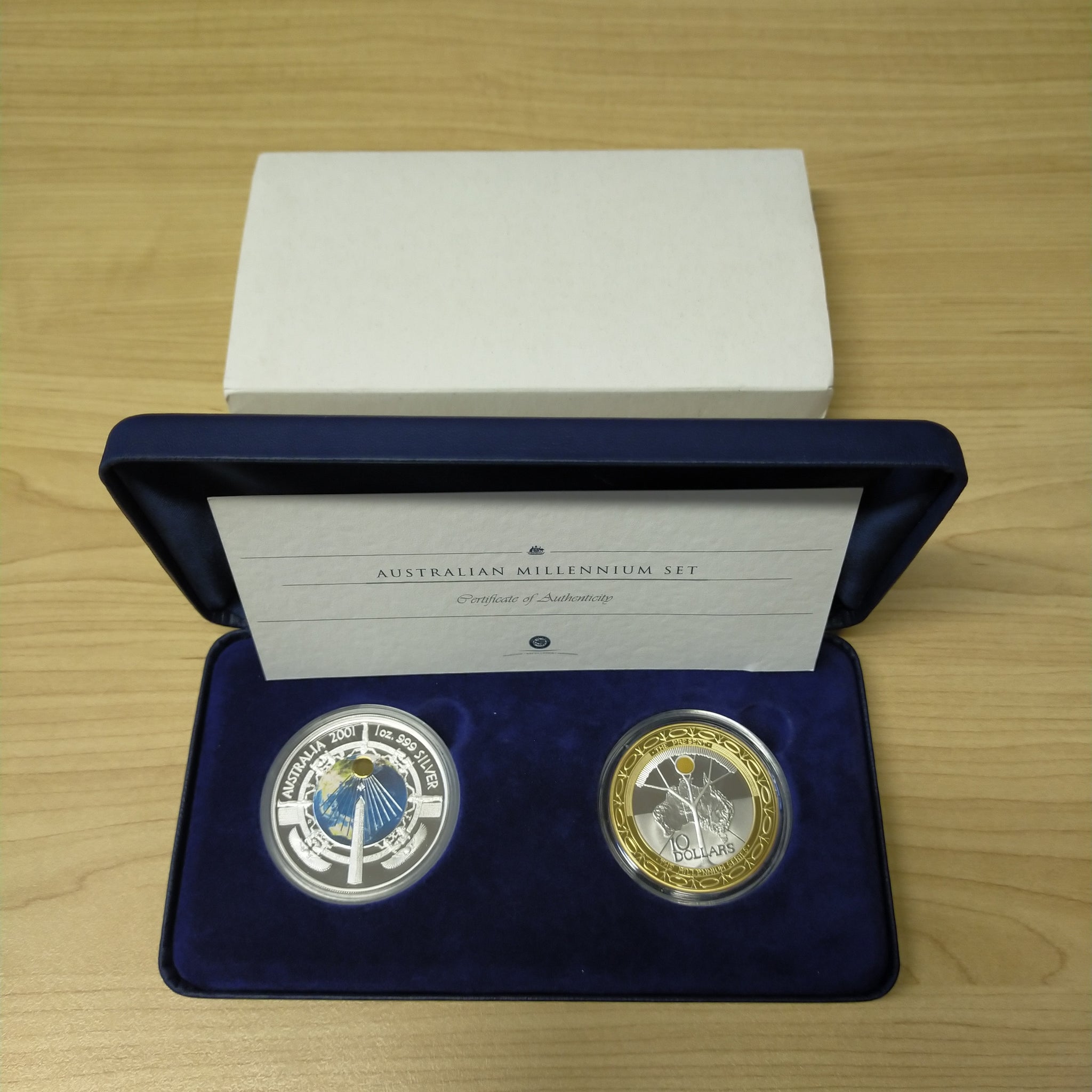 Australia 2001 Perth Mint Australian Millennium Set Gold-Plated Silver 2 Coin Set