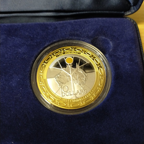 Australia 2001 Perth Mint Australian Millennium Set Gold-Plated Silver 2 Coin Set