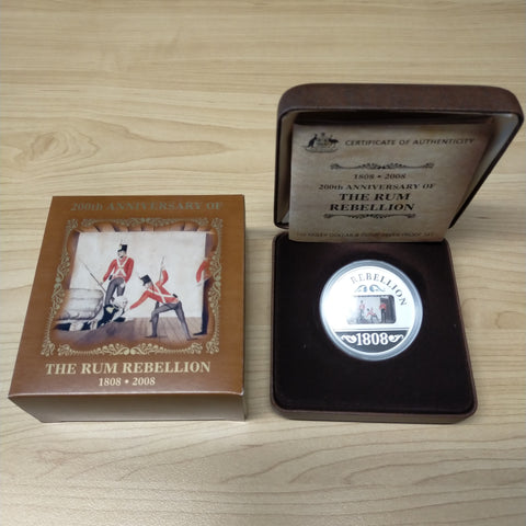 Australia 2008 Perth Mint 200th Anniversary of the Rum Rebellion Holey Dollar & Dump 1oz Silver Proof Coin