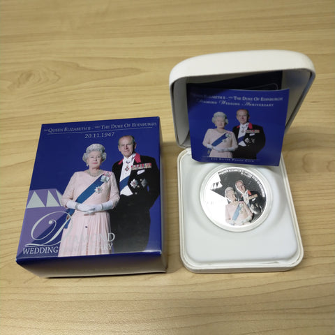 Australia 2007 Perth Mint  One dollar $1 Diamond Wedding Anniversary HM Queen Elizabeth II and HRH Duke of Edinburgh 1oz Silver Proof Coin