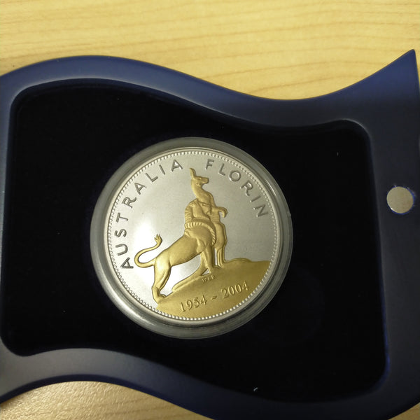 Australia 2004 Perth Mint  $1 Royal Visit of Queen Elizabet 50th Anniversary Florin 1oz Gold-Plated Silver Coin