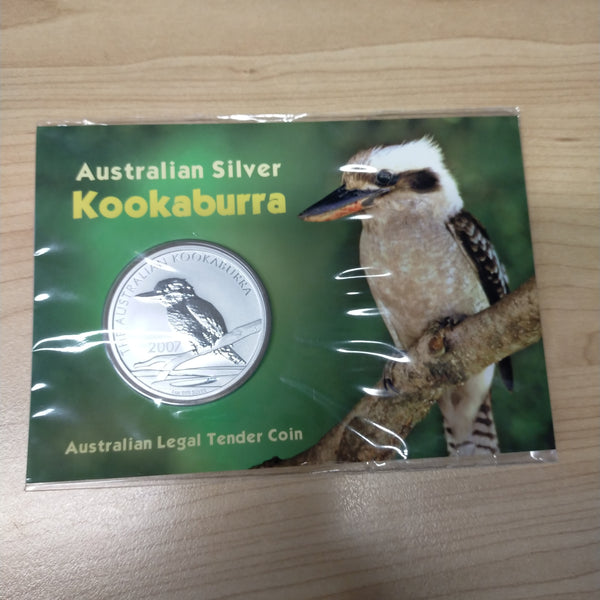 Australia2007 Perth Mint  One dollar Australian Silver Kookaburra 1oz Silver Uncirculated Carded Coin