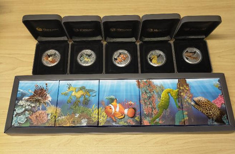 Australia 2009 Perth Mint Australian Sea Life The Reef Series 1 Set of 5 1/2oz Silver Coins