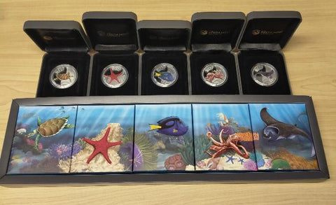 Australia 2011 Perth Mint Australian Sea Life The Reef Series 2 Set of 5 1/2oz Silver Coins