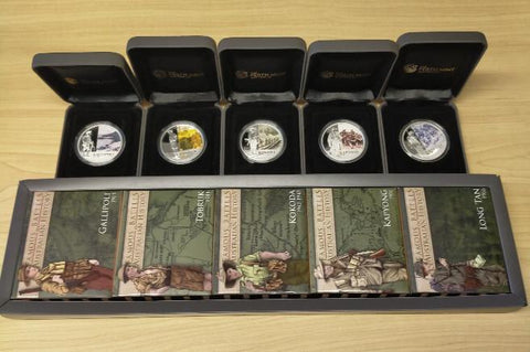 Australia 2011 Perth Mint Famous Battles in Australian History Set of 5 1oz Silver Coins