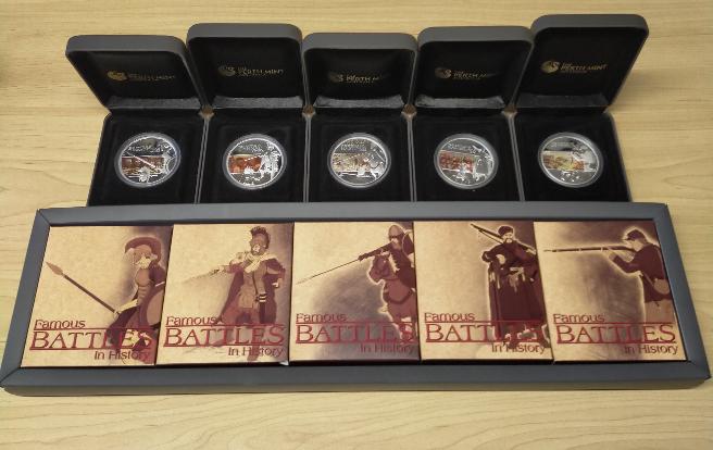 Australia 2009 Perth Mint Famous Battles in History Set of 5 1oz Silver Coins