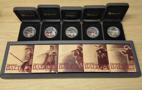 Australia 2009 Perth Mint Famous Battles in History Set of 5 1oz Silver Coins