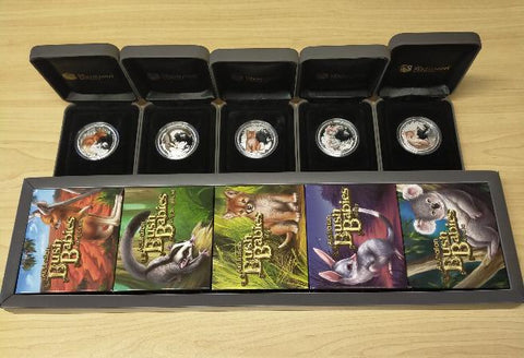 Australia 2010 Perth Mint Australian Bush Babies Series 1 Set of 5 1/2oz Silver Coins