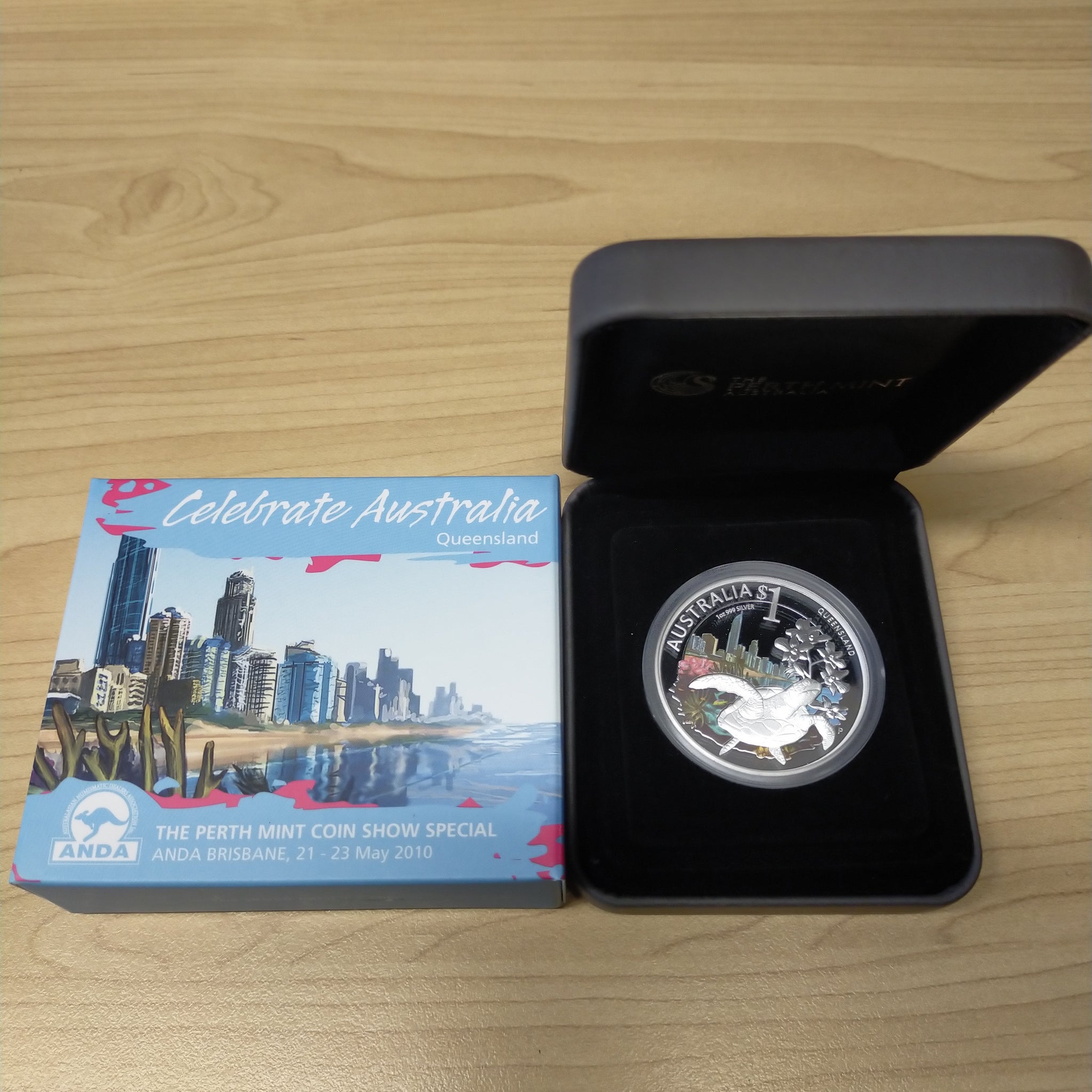 Australia 2010 Perth Mint $1 Celebrate Australia Queensland 1oz .999 Silver Proof Coin