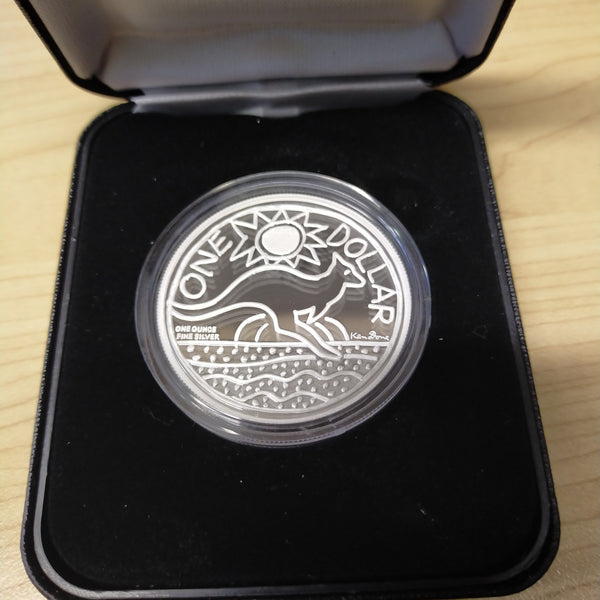 Australia 2009 Royal Australian Mint $1 Kangaroo Ken Done design 1oz .999 Silver Proof Coin