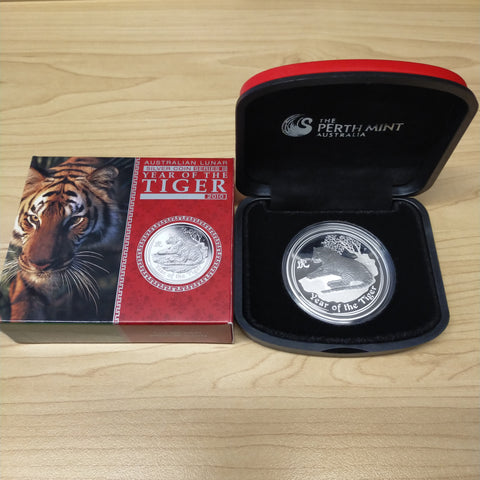Australia 2010 Perth Mint Year of the Tiger Lunar Series II 1oz .999 Silver Proof Coin