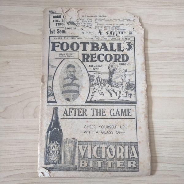 VFL 1940 September 7 First Semi Final Essendon v Geelong Football Record
