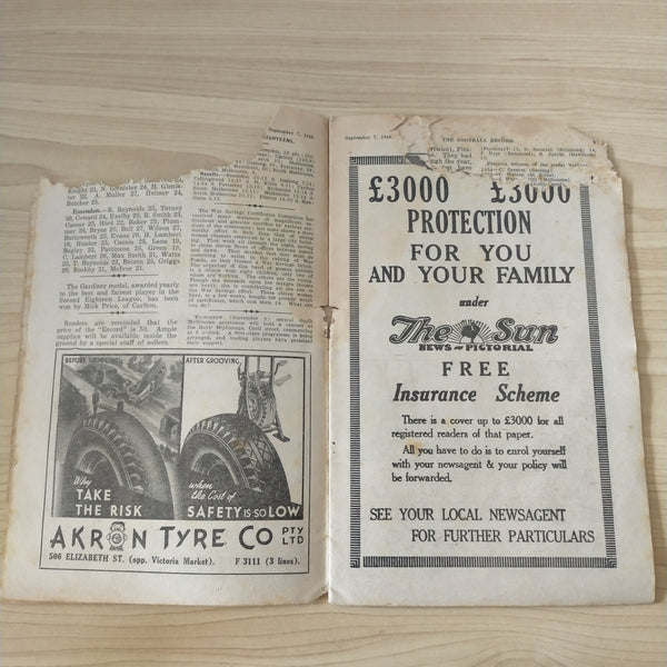 VFL 1940 September 7 First Semi Final Essendon v Geelong Football Record