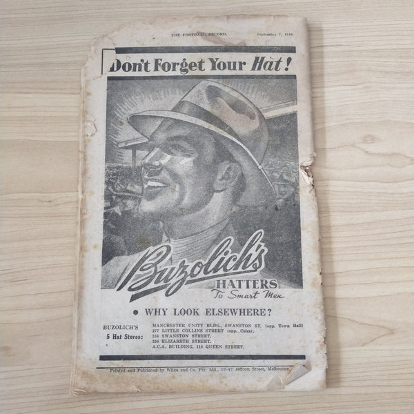 VFL 1940 September 7 First Semi Final Essendon v Geelong Football Record