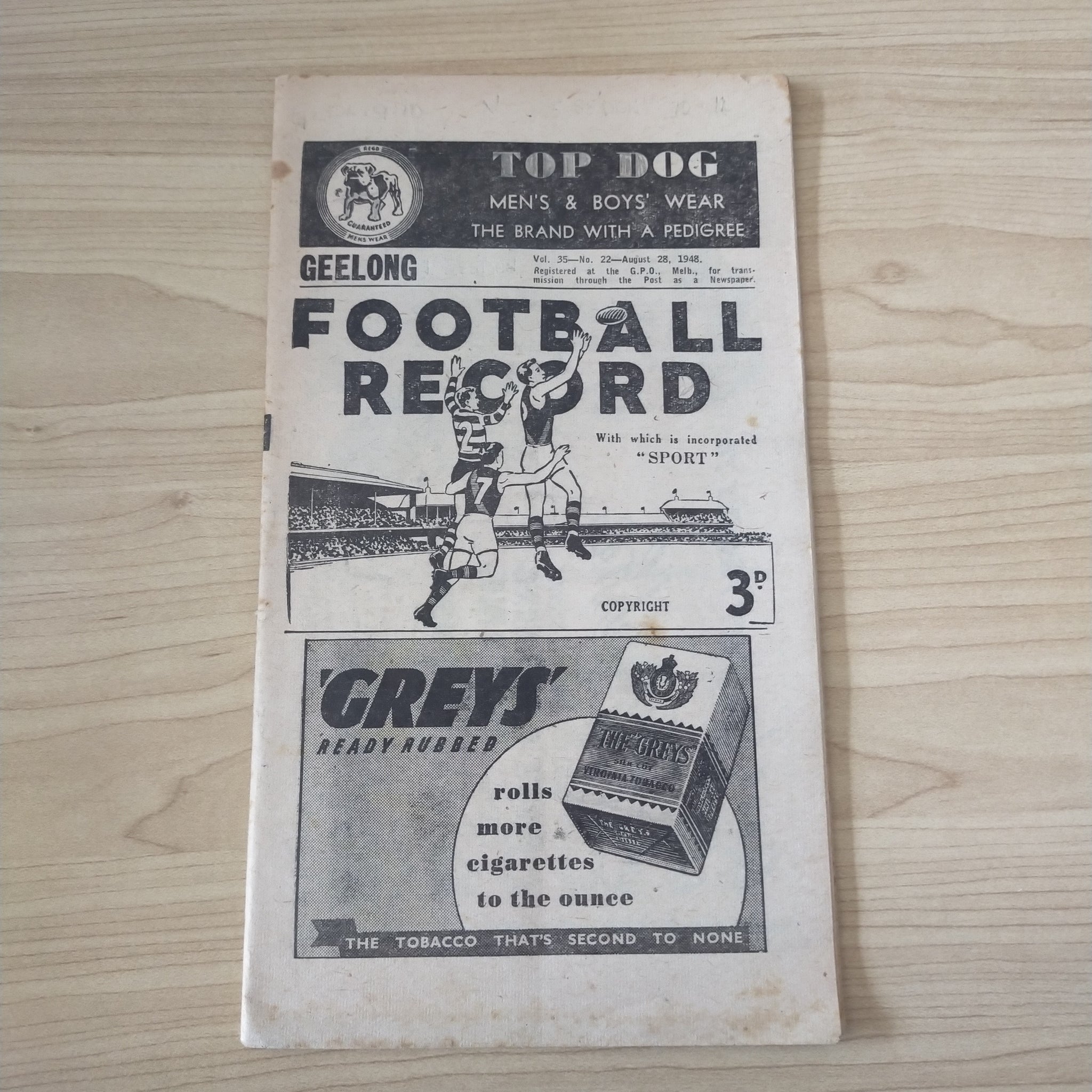 VFL 1948 August 28 Geelong v Essendon Football Record